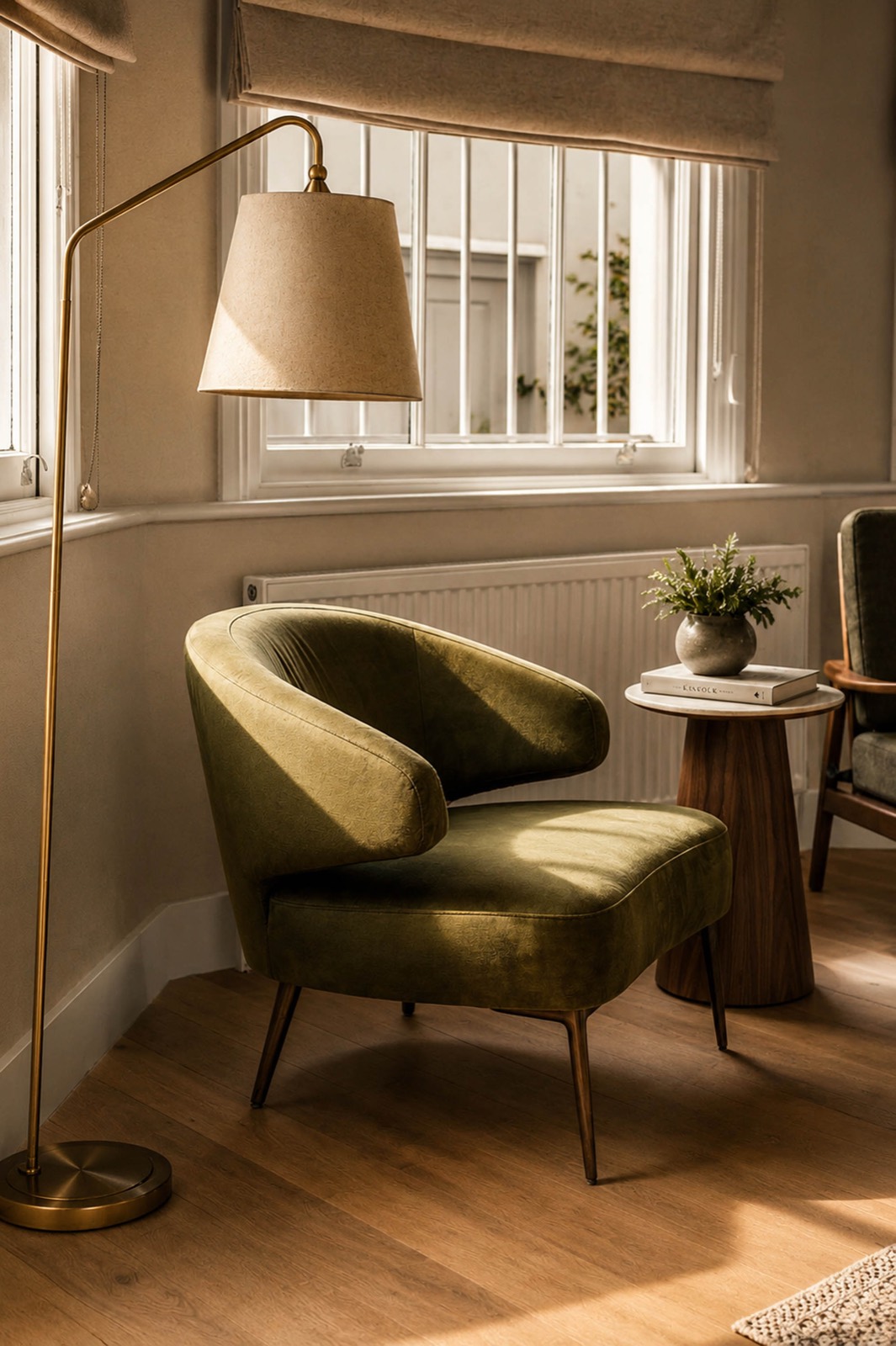 Airbnb living space photographed in Holland Park, London